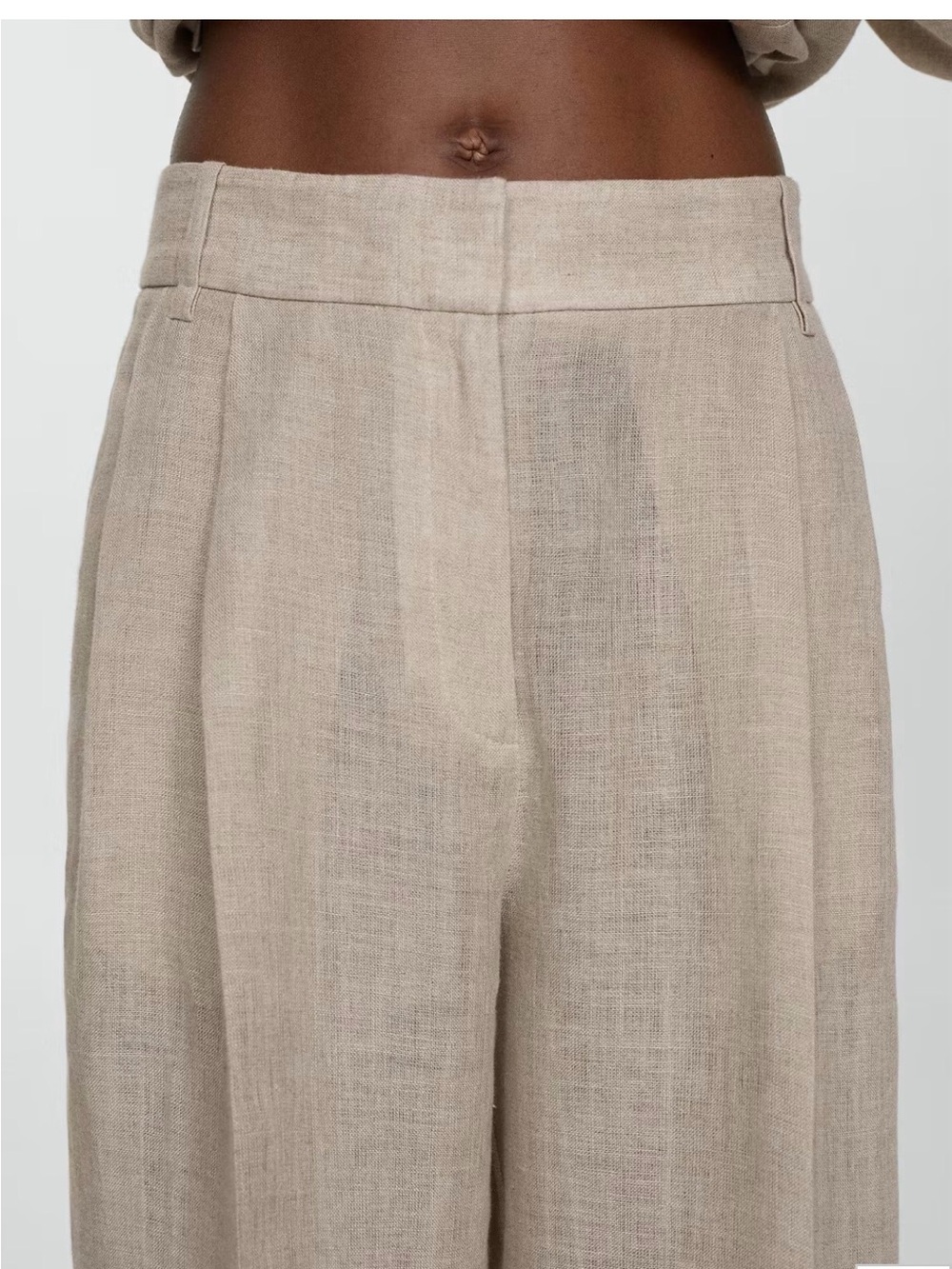 Mango Wide-Leg Linen-Blend Pants in Beige
